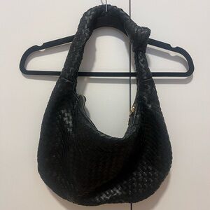 Melie Bianco Black Woven Shoulder Bag